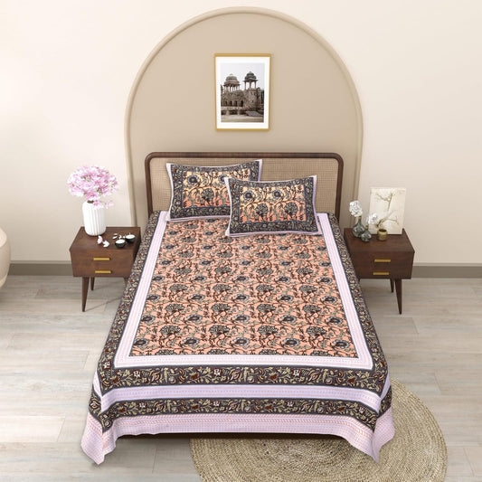 Cotton Double Bedsheet with 2 Pillow Covers – 90×108 Inches