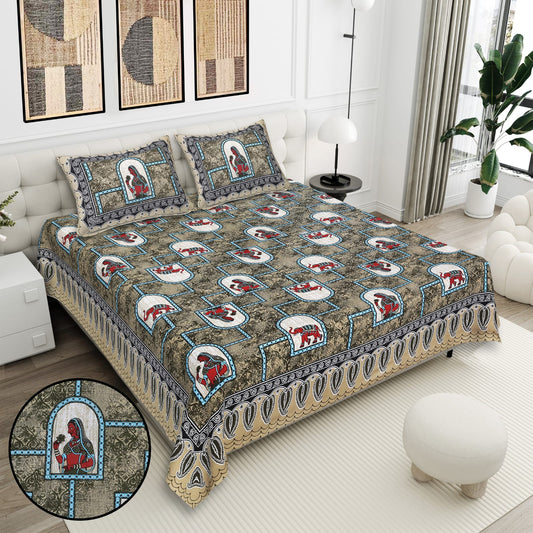 Cotton Double Bedsheet with 2 Pillow Covers – 90×108 Inches