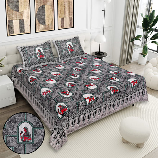 Cotton Double Bedsheet with 2 Pillow Covers – 90×108 Inches