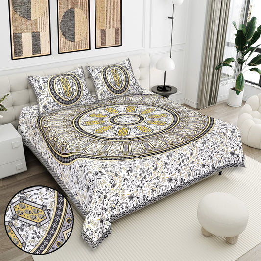 Cotton Double Bedsheet with 2 Pillow Covers – 90×108 Inches