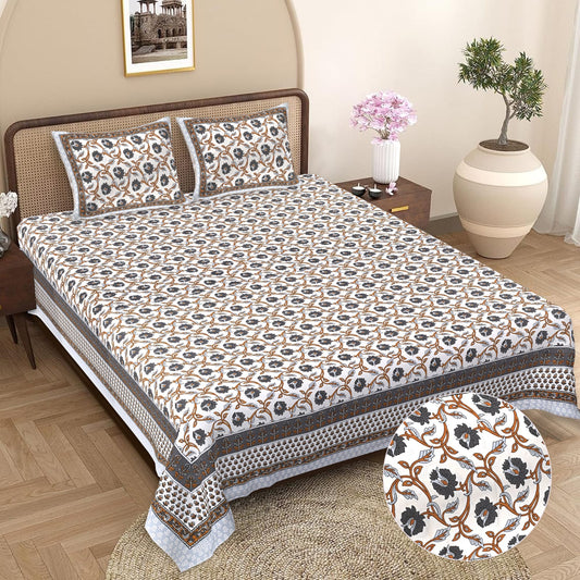 Cotton Double Bedsheet with 2 Pillow Covers – 90×108 Inches