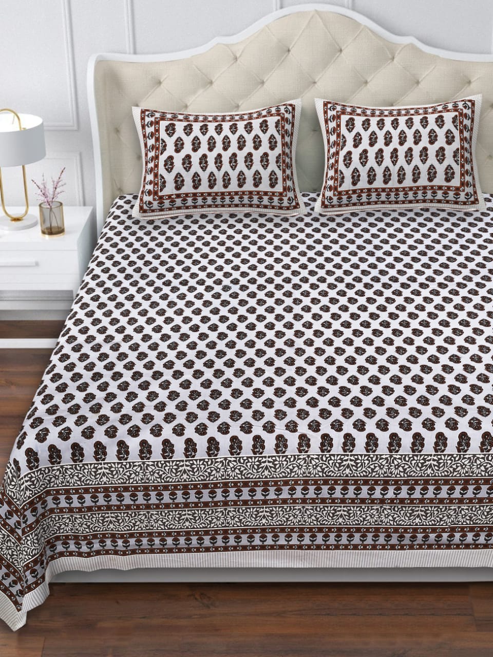 Cotton Double Bedsheet with 2 Pillow Covers – 90×108 Inches