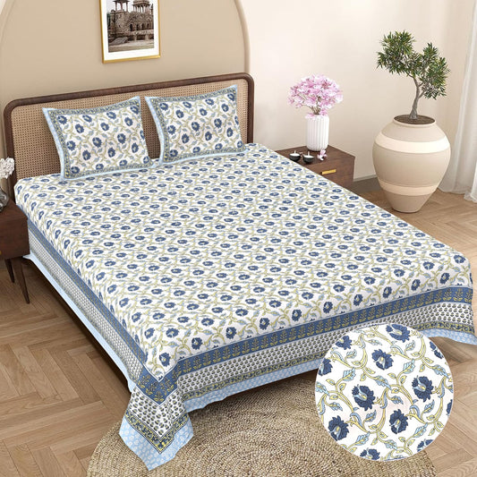 Cotton Double Bedsheet with 2 Pillow Covers – 90×108 Inches