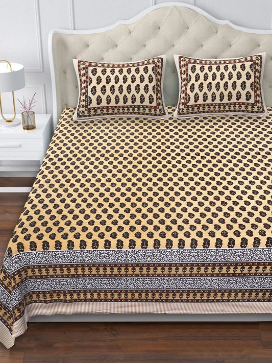 Cotton Double Bedsheet with 2 Pillow Covers – 90×108 Inches