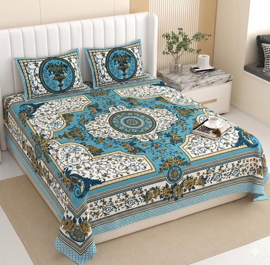 Cotton Double Bedsheet with 2 Pillow Covers – 90×108 Inches