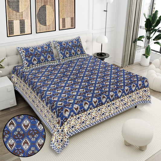 Cotton Double Bedsheet with 2 Pillow Covers – 90×108 Inches