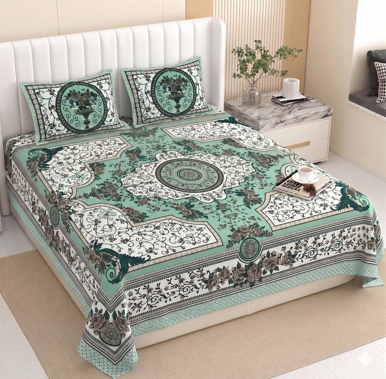 Cotton Double Bedsheet with 2 Pillow Covers – 90×108 Inches