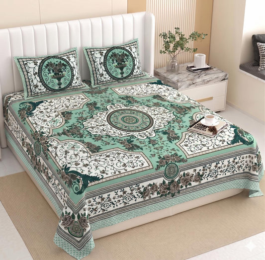 Cotton Double Bedsheet with 2 Pillow Covers – 90×108 Inches