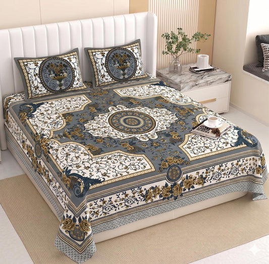 Cotton Double Bedsheet with 2 Pillow Covers – 90×108 Inches
