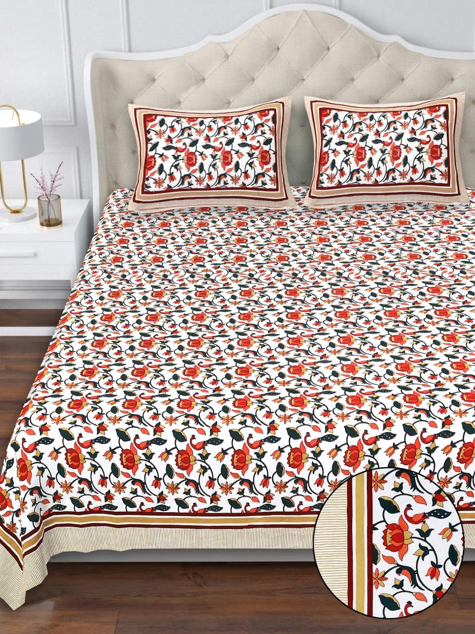 Cotton Double Bedsheet with 2 Pillow Covers – 90×108 Inches