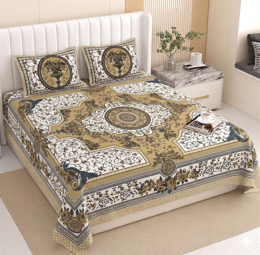 Cotton Double Bedsheet with 2 Pillow Covers – 90×108 Inches