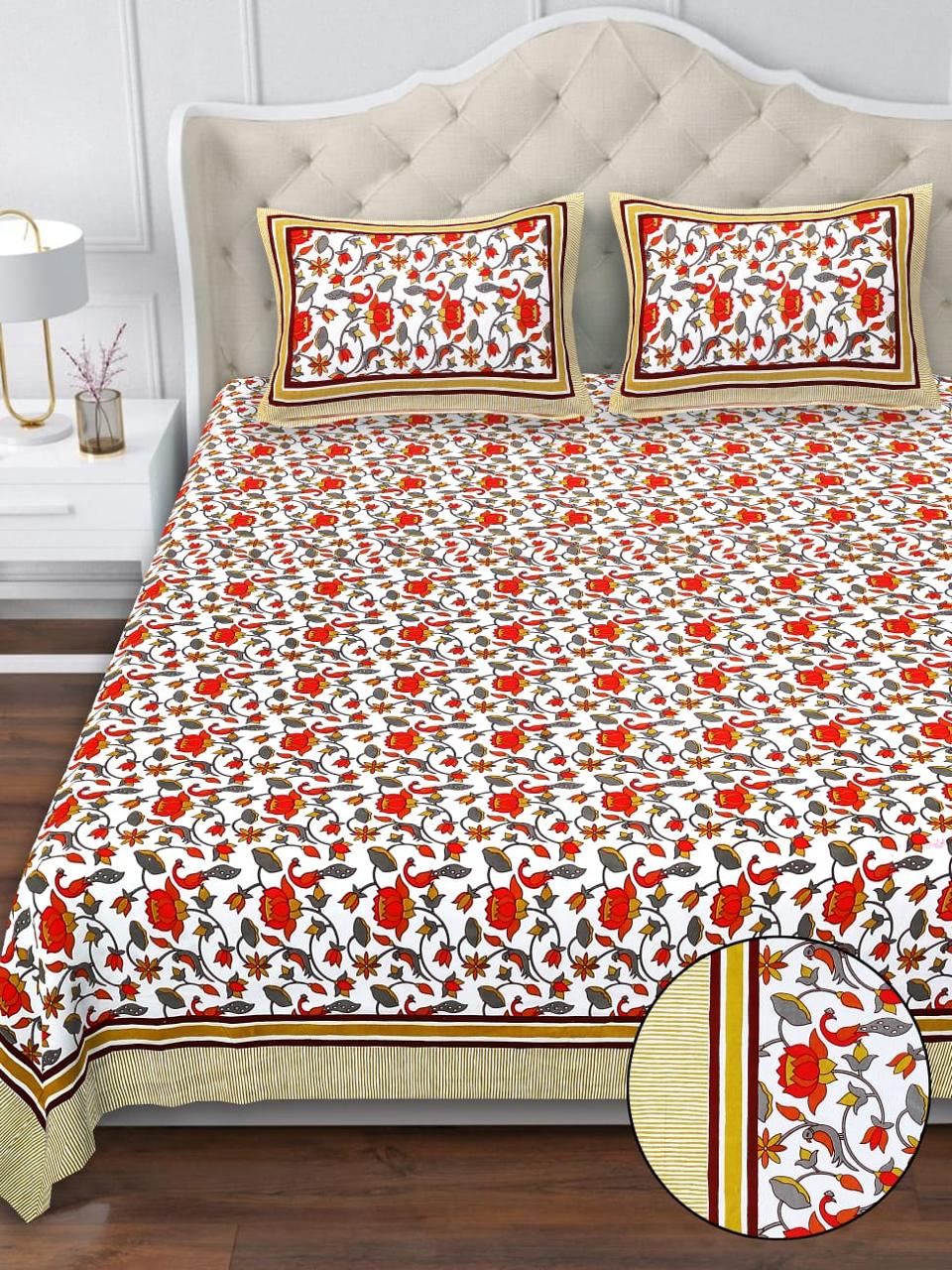 Cotton Double Bedsheet with 2 Pillow Covers – 90×108 Inches
