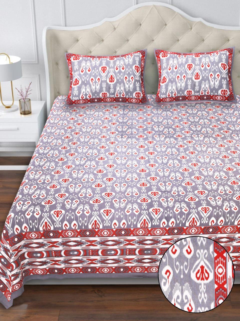 Cotton Double Bedsheet with 2 Pillow Covers – 90×108 Inches