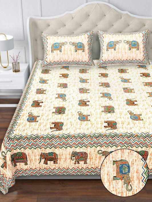 Cotton Double Bedsheet with 2 Pillow Covers – 90×108 Inches
