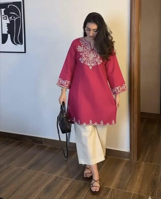 Cotton Embroidered Co-Ord Set with Palazzo