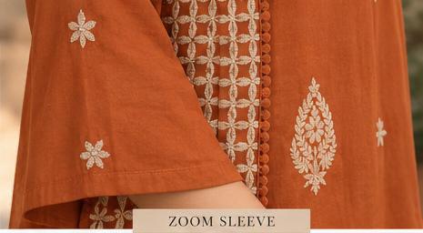 Cotton Embroidered Crochet Work A-Line Kurta Pant Dupatta Set