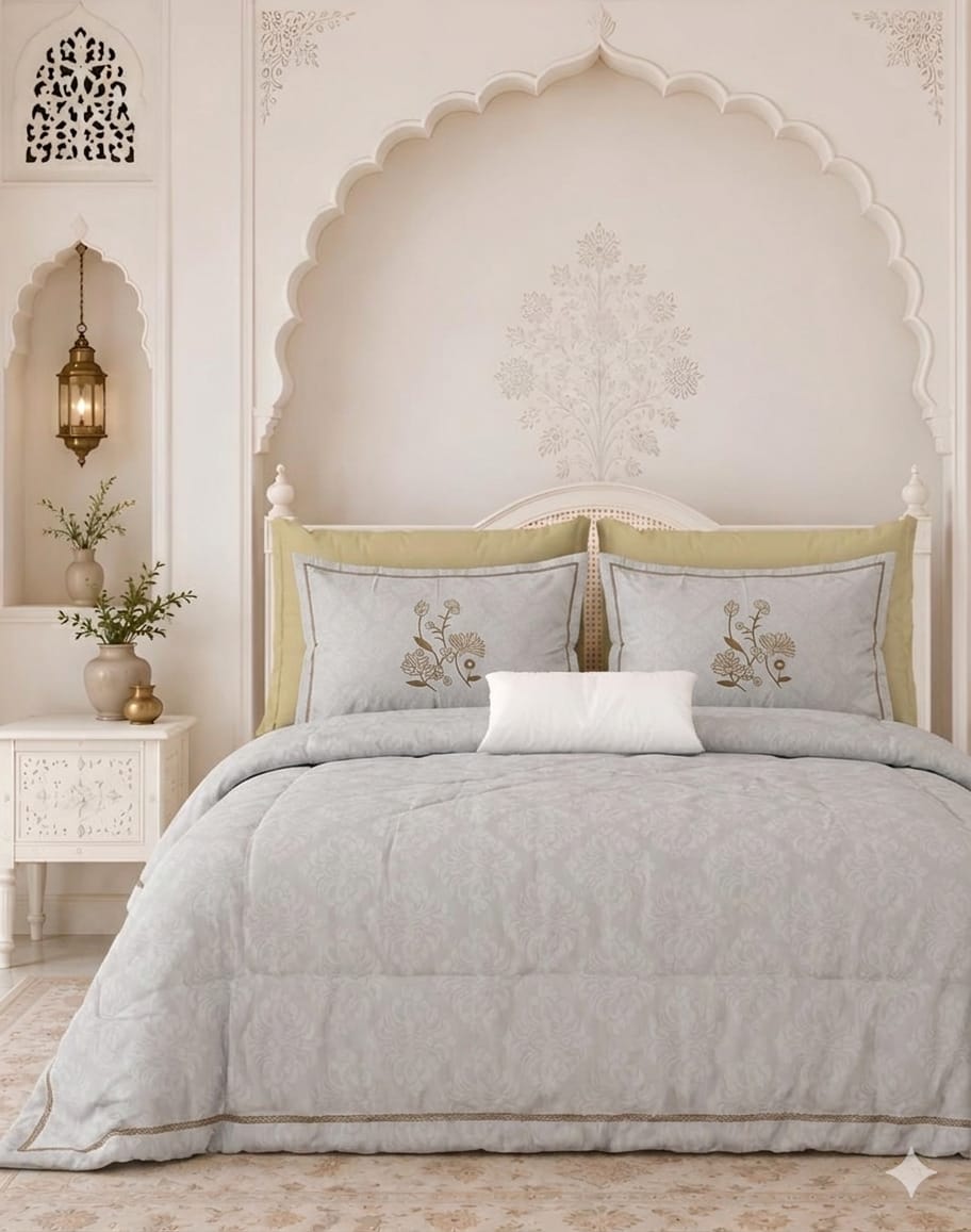 Cotton Double Bedsheet 100x100 Inches with 2 Embroidered Pillow Covers