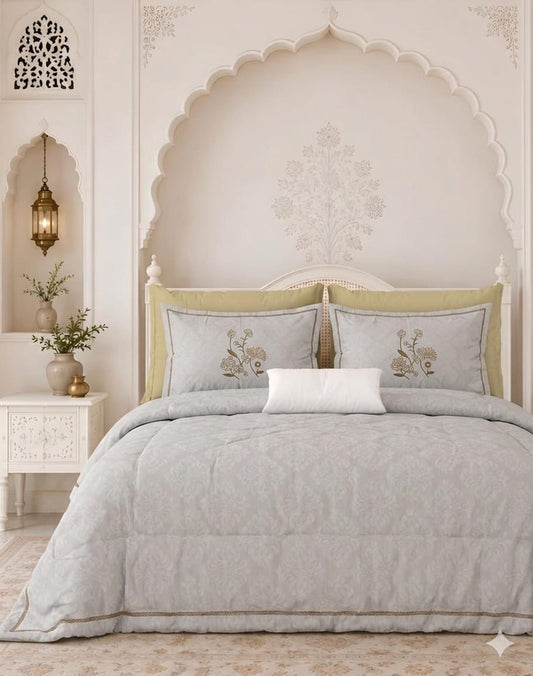 Cotton Double Bedsheet 100x100 Inches with 2 Embroidered Pillow Covers