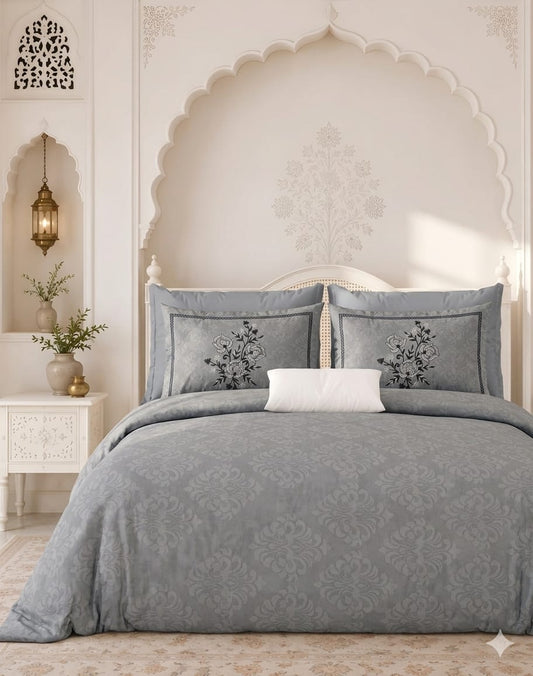 Cotton Double Bedsheet 100x100 Inches with 2 Embroidered Pillow Covers