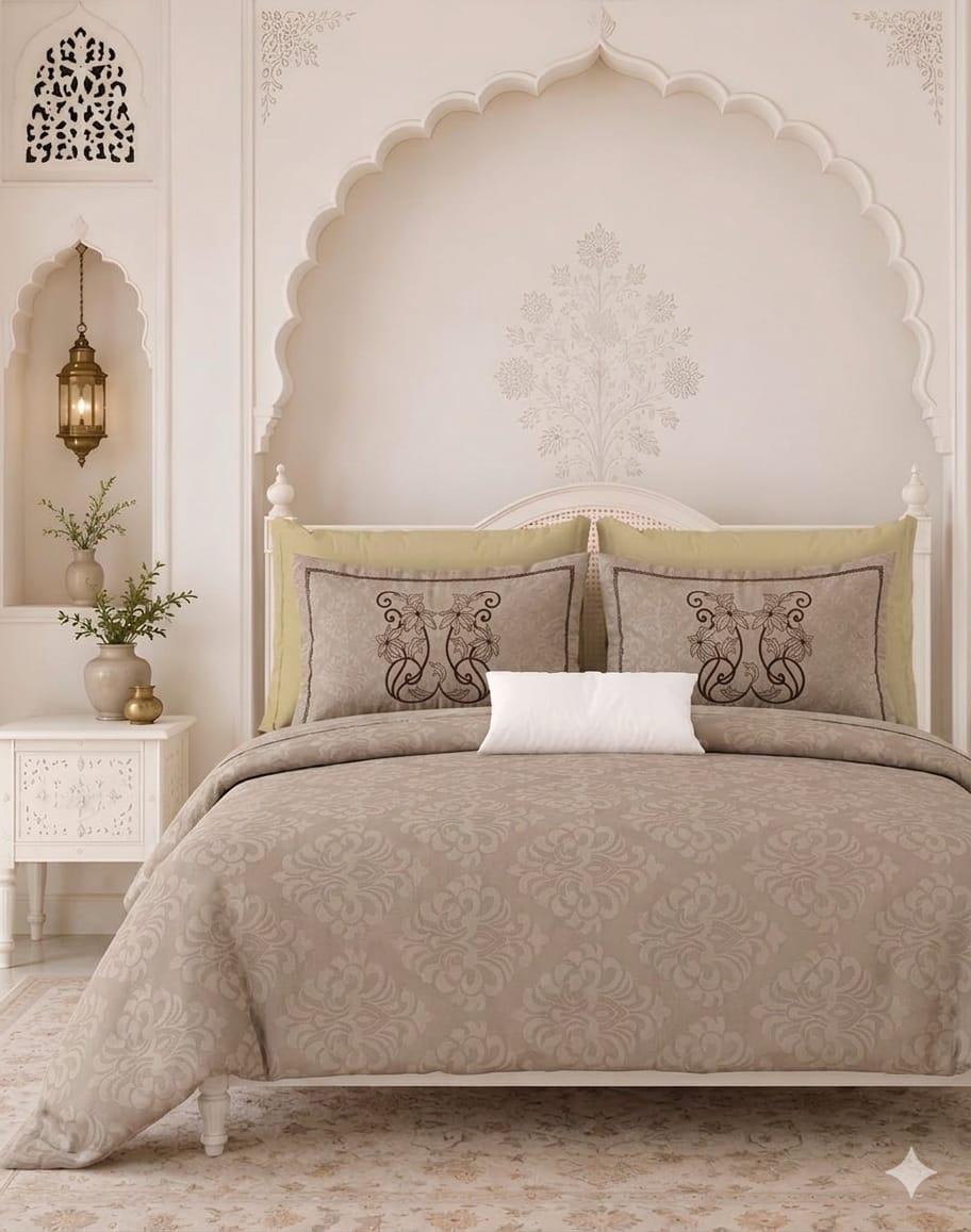 Cotton Double Bedsheet 100x100 Inches with 2 Embroidered Pillow Covers