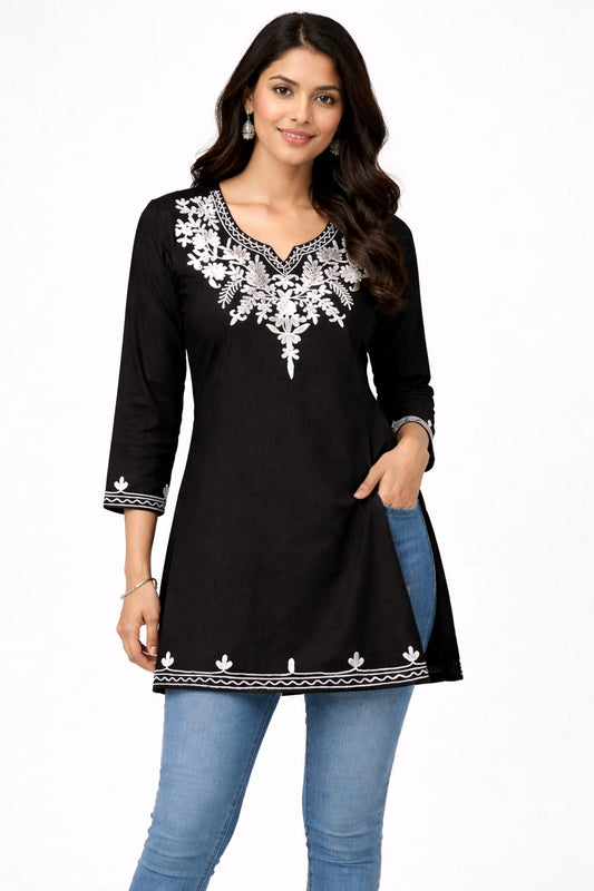 Cotton Embroidered Tunic Top – Short Kurti