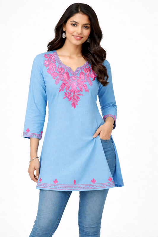 Cotton Embroidered Tunic Top – Short Kurti