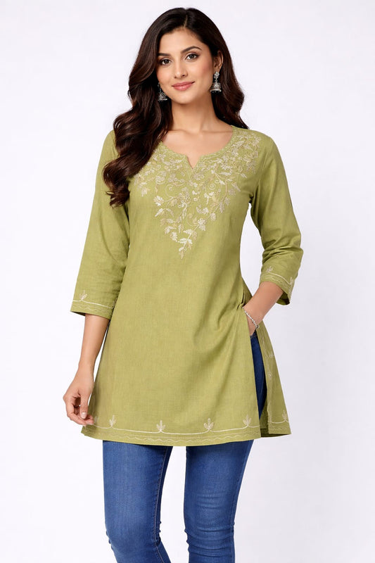 Cotton Embroidered Tunic Top – Short Kurti