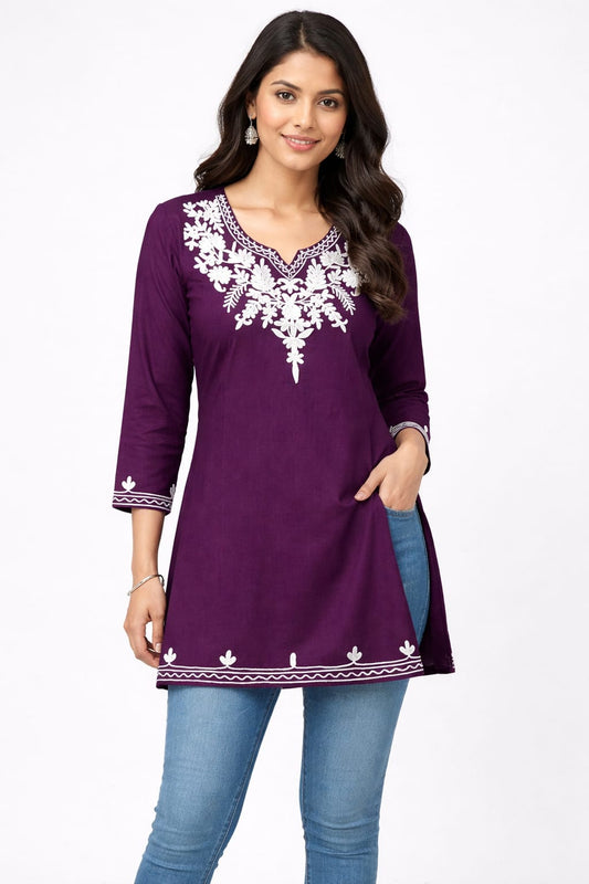 Cotton Embroidered Tunic Top – Short Kurti