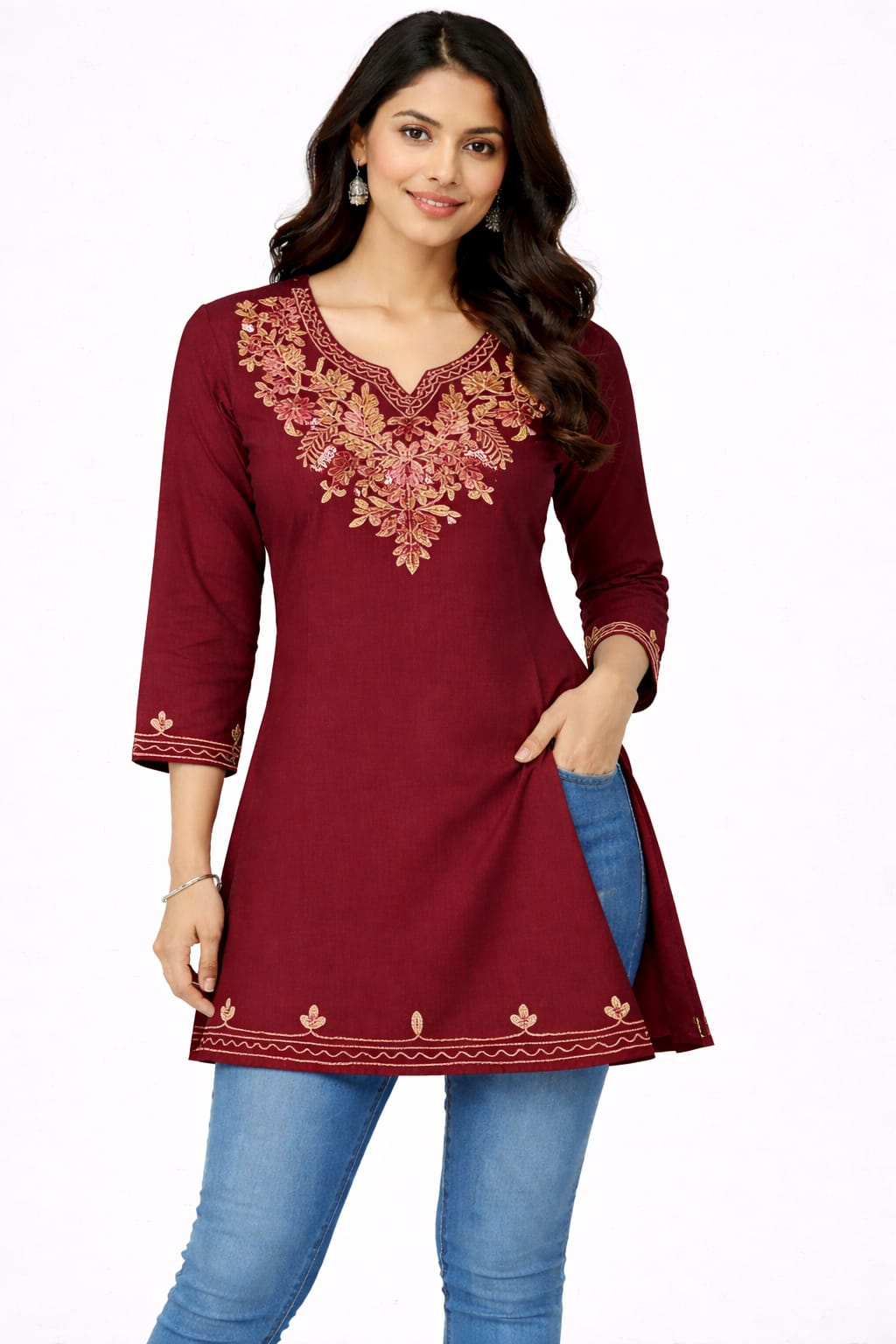 Cotton Embroidered Tunic Top – Short Kurti