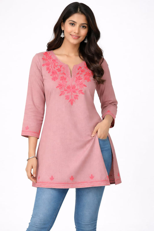 Cotton Embroidered Tunic Top – Short Kurti