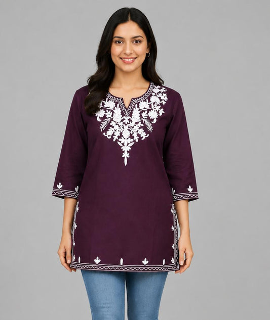 Cotton Embroidered Tunic Top – Short Kurti
