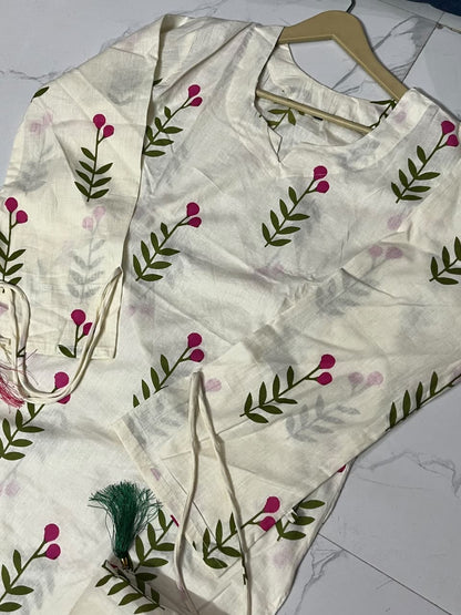 Cotton Farshi Pant Suit Set with Dupatta & Sleeve Latkan