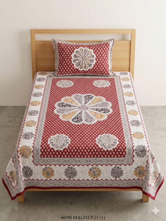 Cotton-Feel Viscose Blend Single Bedsheet with Pillow Cover