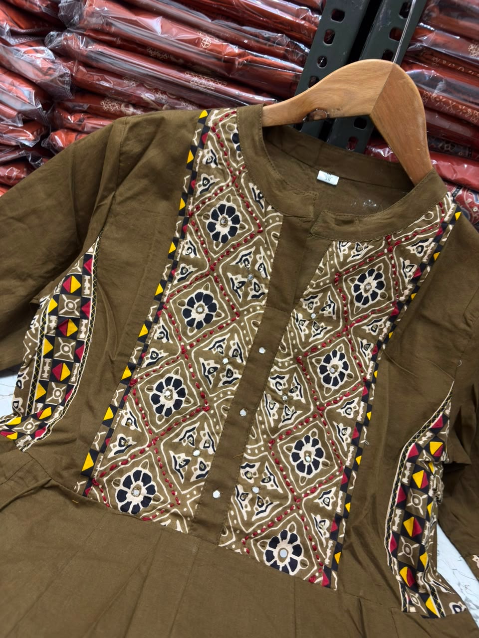 Cotton Flared Anarkali Suit Set with Printed Dupatta