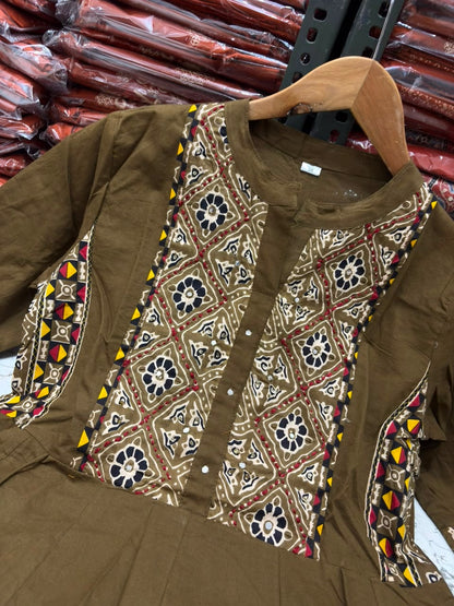 Cotton Flared Anarkali Suit Set with Printed Dupatta
