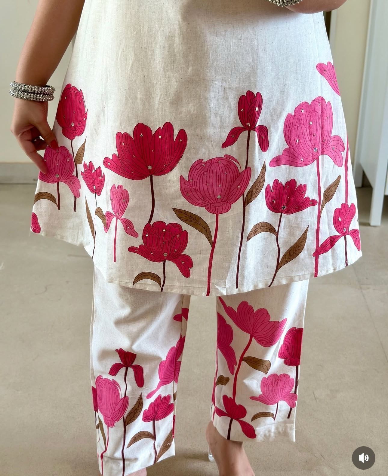 Cotton Flex Co-Ord Set with Kantha Work & Flex Print Kurta