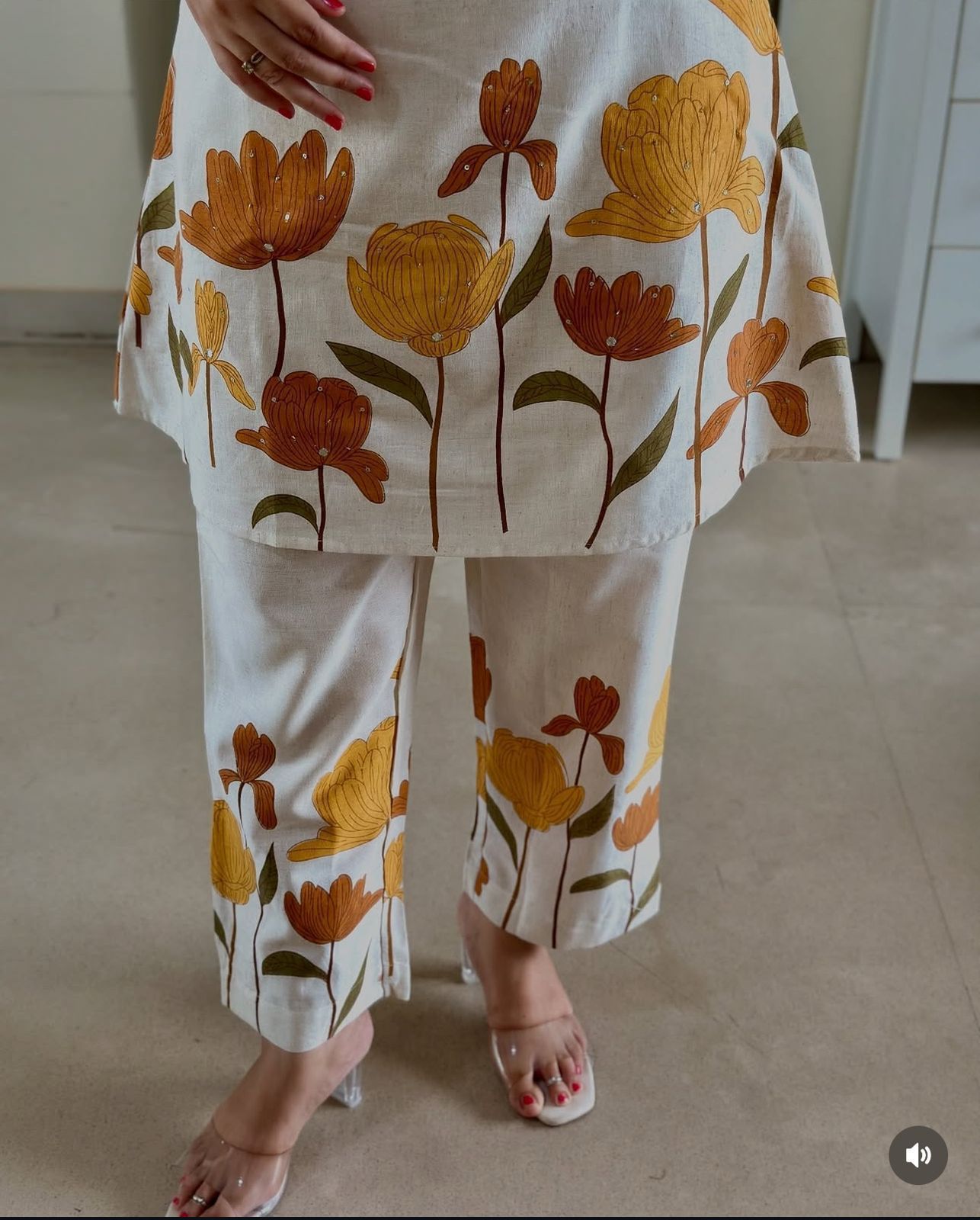 Cotton Flex Co-Ord Set with Kantha Work & Flex Print Kurta