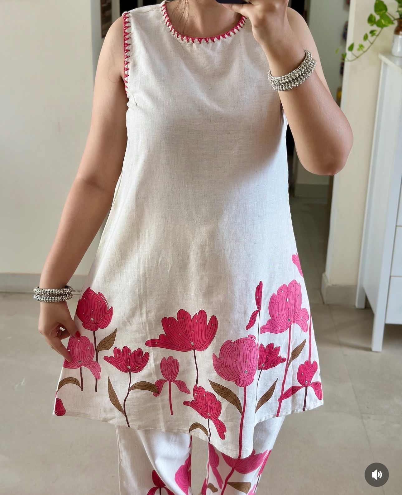 Cotton Flex Co-Ord Set with Kantha Work & Flex Print Kurta