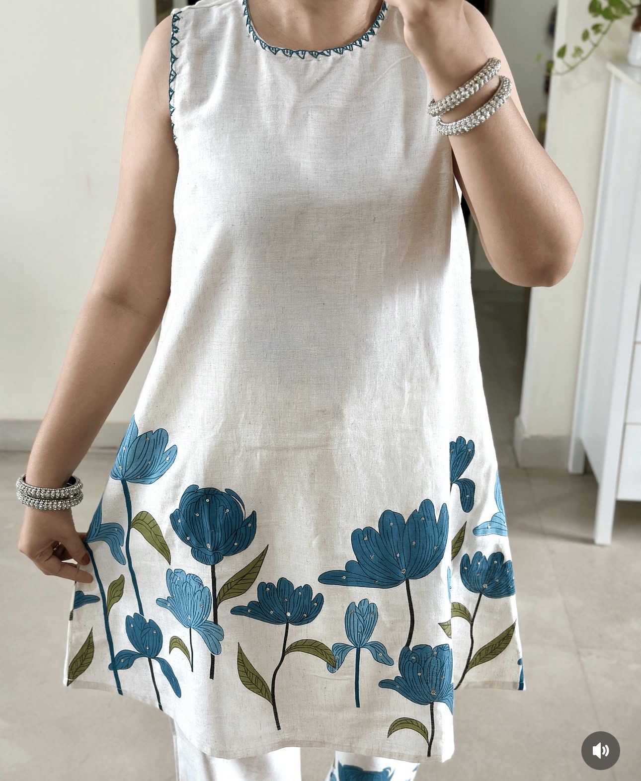 Cotton Flex Co-Ord Set with Kantha Work & Flex Print Kurta