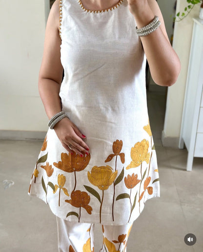 Cotton Flex Co-Ord Set with Kantha Work & Flex Print Kurta