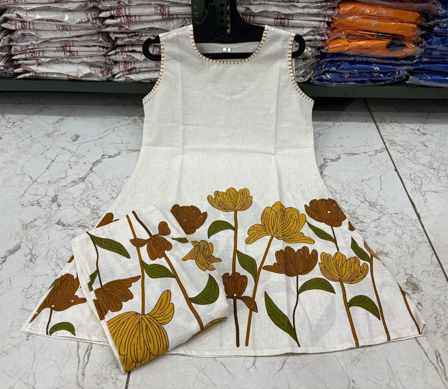 Cotton Flex Co-Ord Set with Kantha Work & Flex Print Kurta