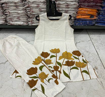 Cotton Flex Co-Ord Set with Kantha Work & Flex Print Kurta