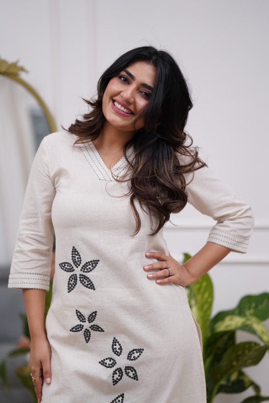 Cotton Flex Embroidered Kurta Pant Set for Women – Straight Fit Design