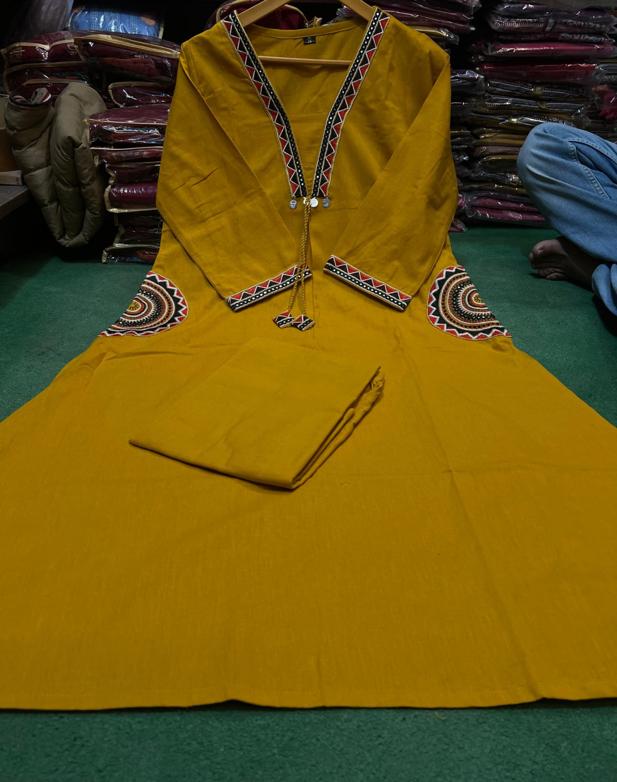 Cotton Flex Kurti with Plazo Set with Embroidery Work