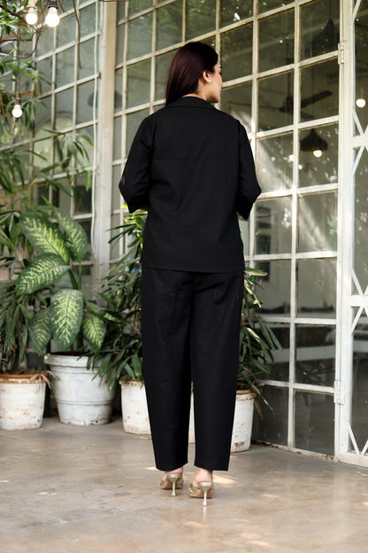 Cotton Flex Three-Piece Blazer Set with Embroidery