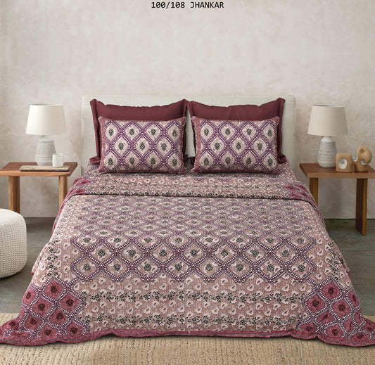 Cotton King Size Bedsheet with 2 Pillow Covers – 100x108 Inches