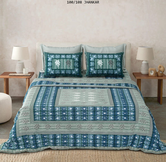 Cotton King Size Bedsheet with 2 Pillow Covers – 100x108 Inches