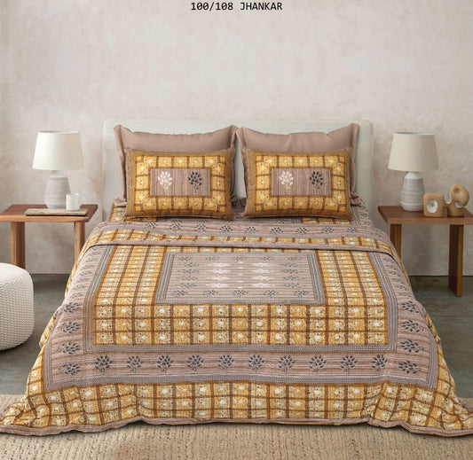 Cotton King Size Bedsheet with 2 Pillow Covers – 100x108 Inches