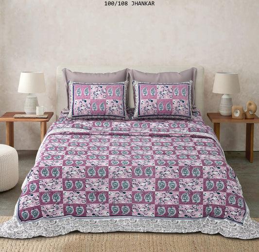 Cotton King Size Bedsheet with 2 Pillow Covers – 100x108 Inches