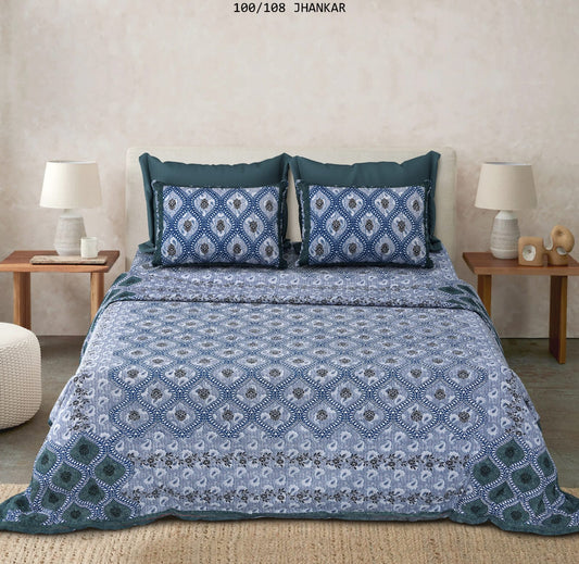 Cotton King Size Bedsheet with 2 Pillow Covers – 100x108 Inches